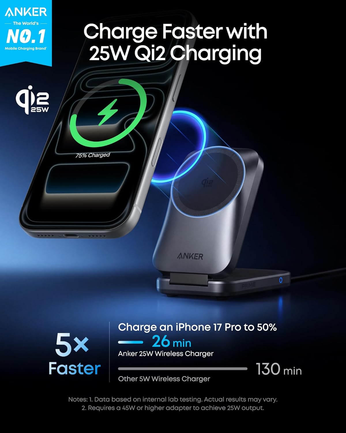 Thumbnail 1 de Anker Prime 3-in-1 Wireless Charger: Compact, Quiet and Ready for iPhone 17/16, Apple Watch & AirPods