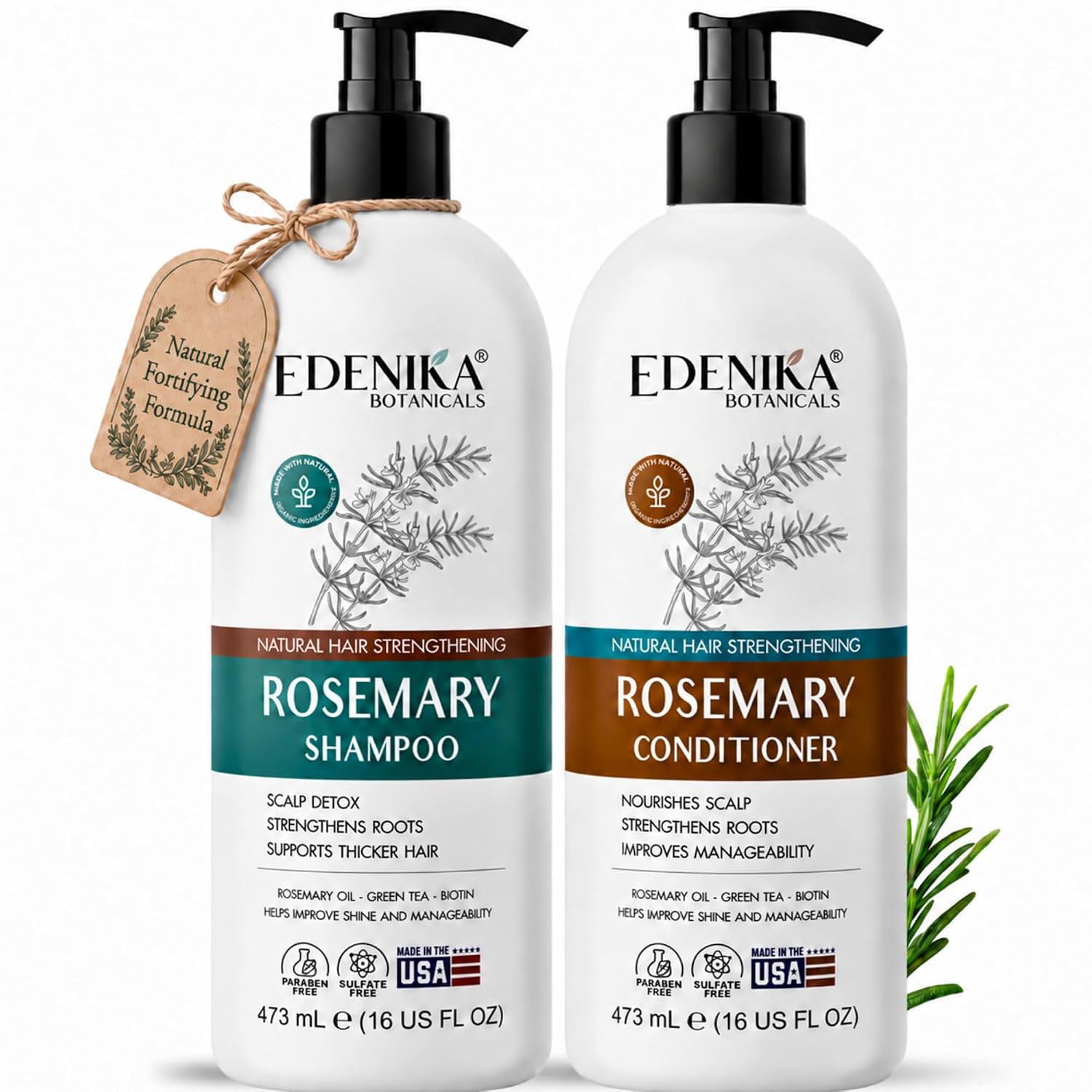 Detalle de Edenika Rosemary Oil Shampoo, Conditioner Set