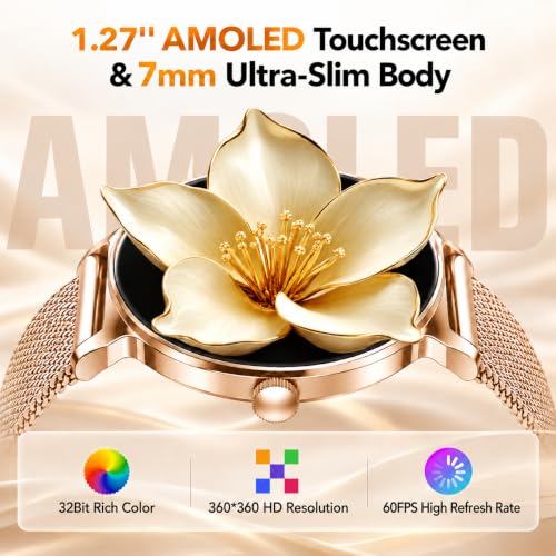 Thumbnail 1 de Taopodo JX523 Damen-Smartwatch mit Telefonfunktion – 1,27" AMOLED, 120+ Sportmodi, IP68, Rotgold