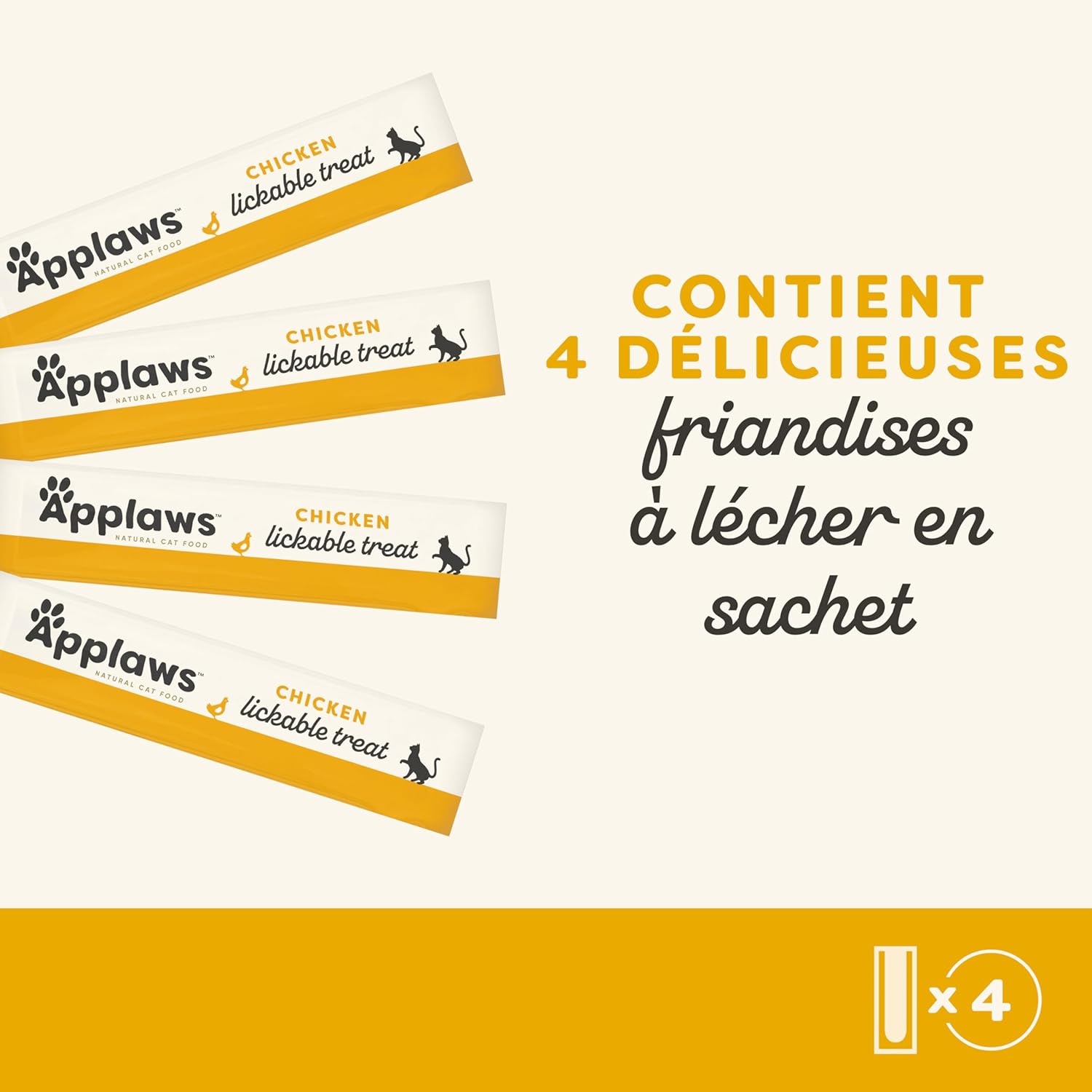 Detalle de Purée de Poulet Applaws 100% Naturelle pour Chats — Sans Céréales, Douce et Crémeuse (40 sachets, 15 g chacun)
