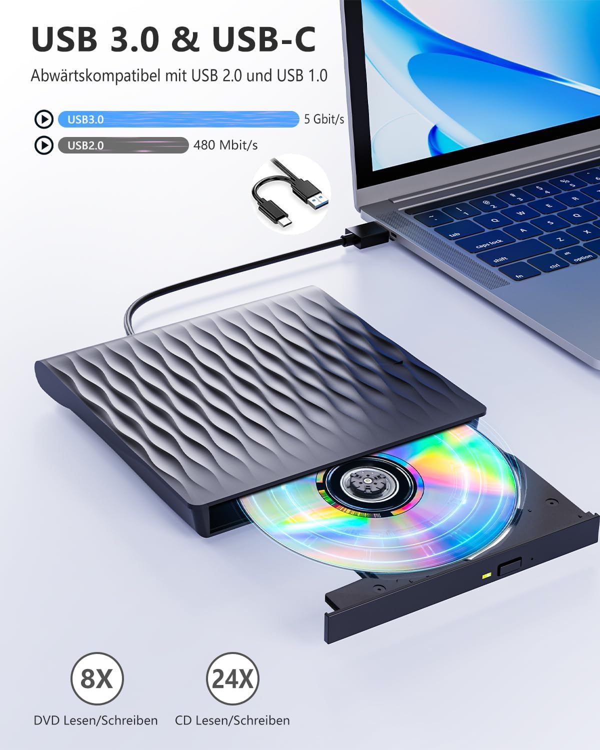 Thumbnail 3 de DANGZW Externes DVD-Laufwerk USB 3.0