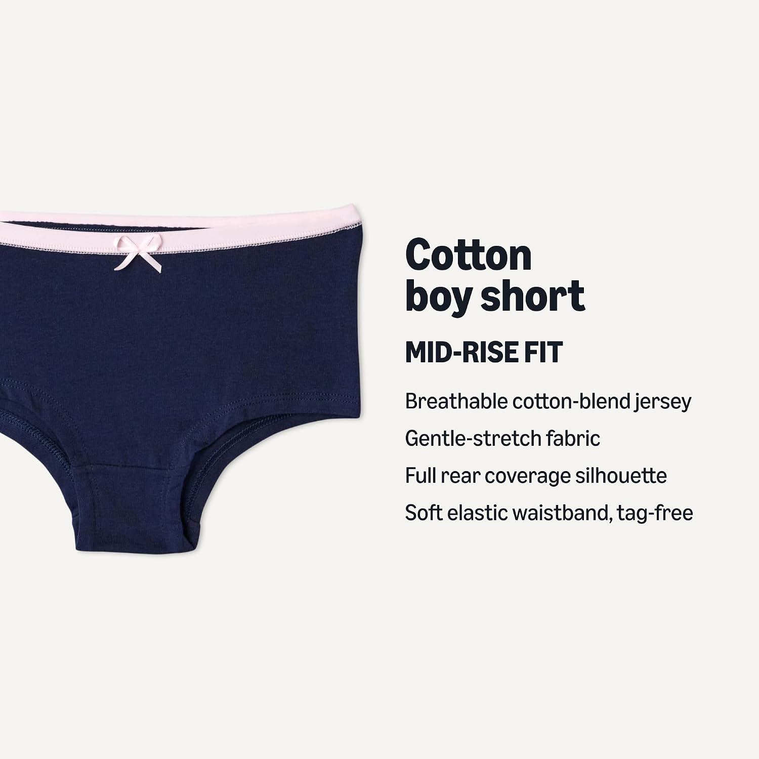 Detalle de Amazon Essentials Girl's Cotton Jersey Boyshort Underwear