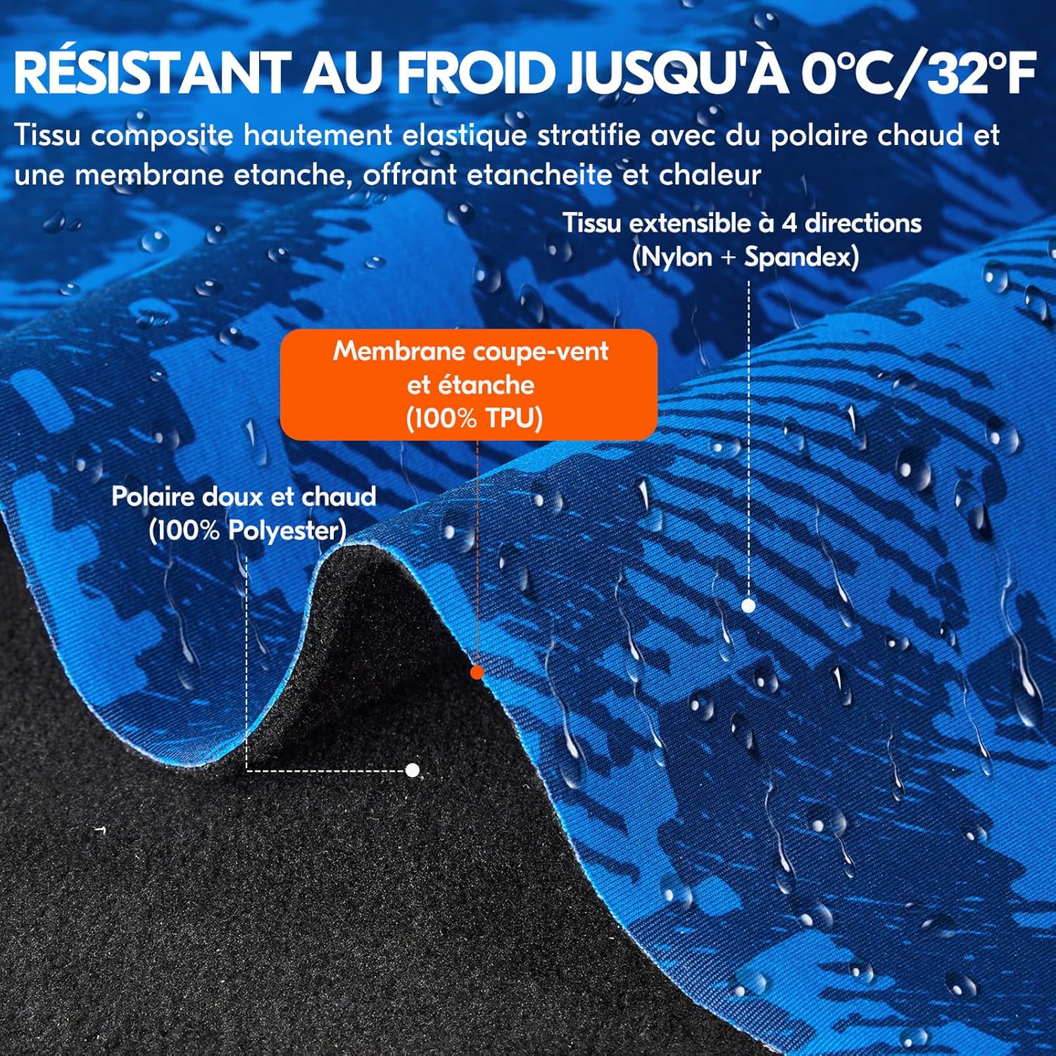 Thumbnail 4 de Gants de travail d'hiver en cuir de vache Vgo… avec doublure 3M Thinsulate C40 – Bleus, XL, imperméables