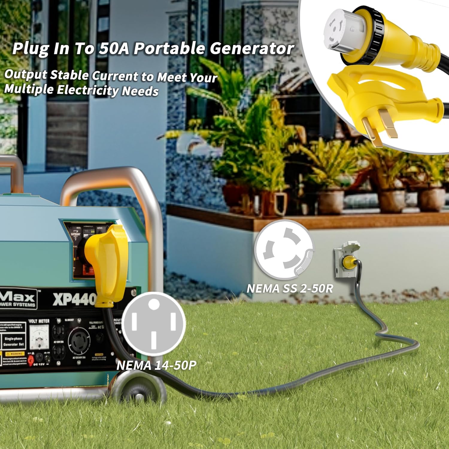 Thumbnail 1 de PlugSaf 50 Amp Generator Cord, 25FT 50A RV Extension with Twist Lock (NEMA 14-50P/SS2-50R)