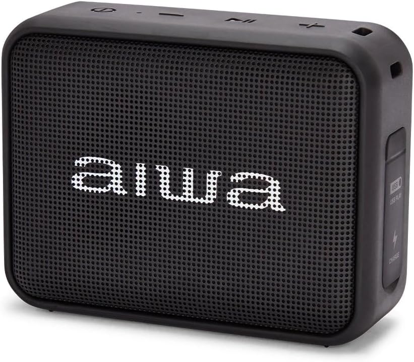 Detalle de AIWA BS-200BK: Tragbarer Bluetooth-Lautsprecher mit True Wireless Stereo, wasserdicht, Schwarz