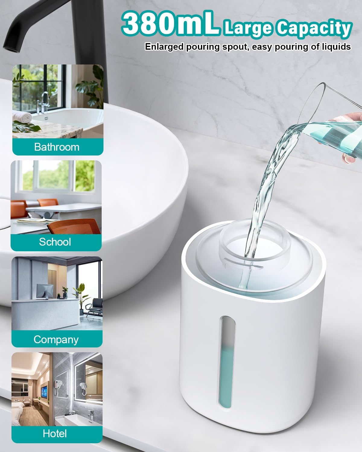 Thumbnail 4 de Dalugo Automatic Soap Dispenser, 380mL – Wall Mounted, IPX5, USB rechargeable with 4 dispensing levels