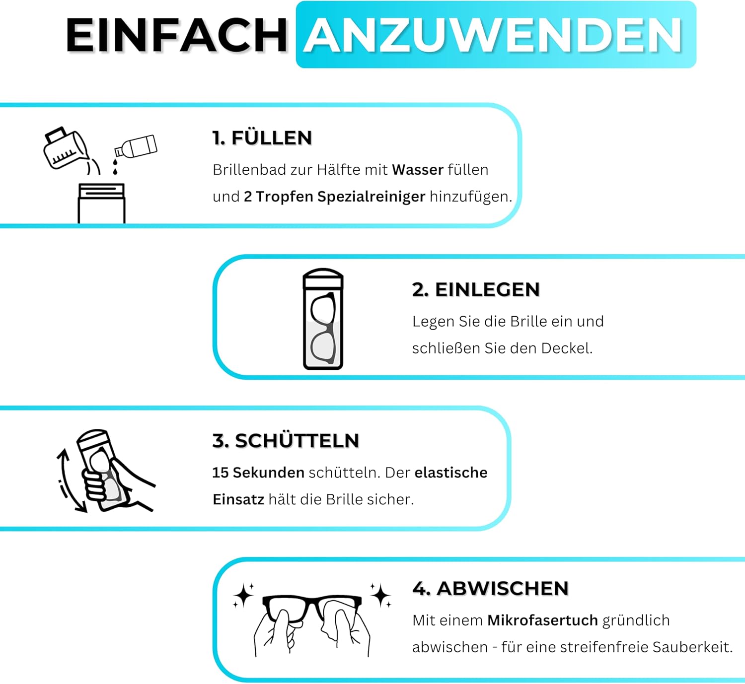 Thumbnail 3 de EyeAm Brillenbad Türkis – Set mit 50 ml Spezialreiniger und Mikrofasertuch (40 x 40 cm) von Demel Augenoptik