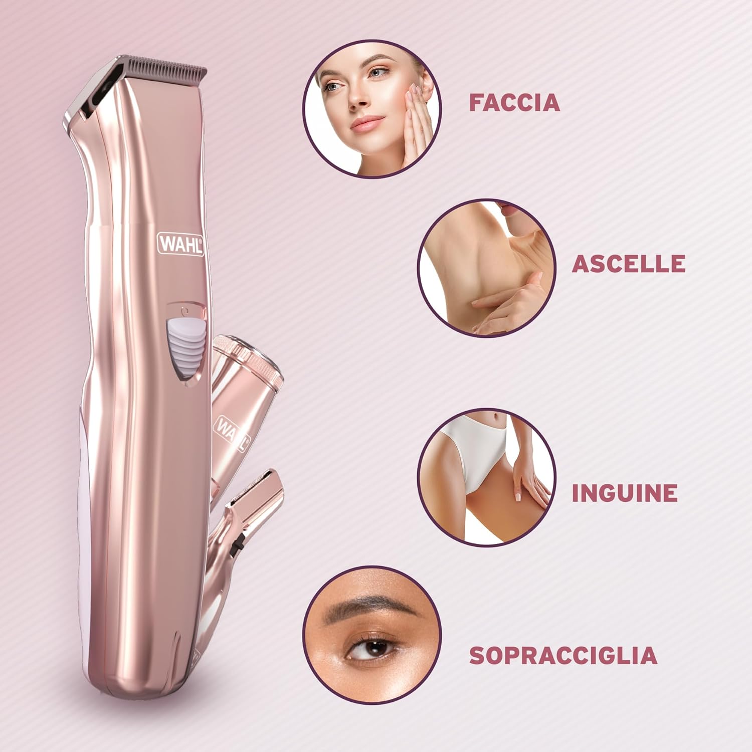 Detalle de WAHL Ladies Face & Body Hair Remover: rasoio 3 in 1 per una depilazione delicata e praticità in viaggio