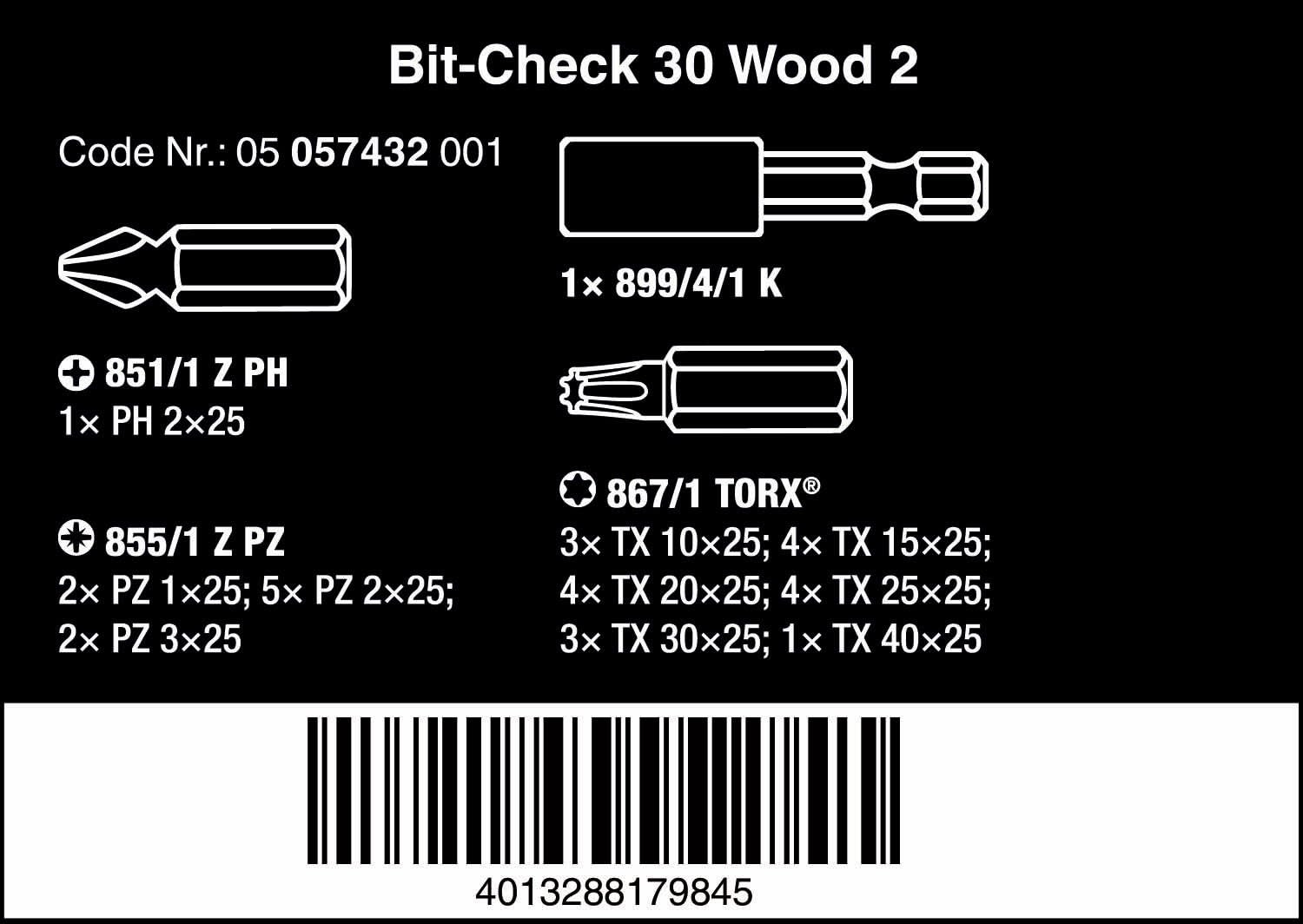 Thumbnail 1 de Wera Bit-Check 30 Wood bit assortment (30 pieces) with upright, positionable Bit-Checks