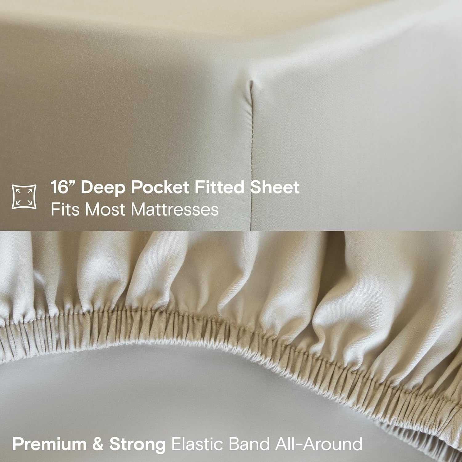 Thumbnail 4 de DOZ Sheet Set: 100% Bamboo Viscose, Organic, Cooling, 16" Deep Pockets – Queen Sand