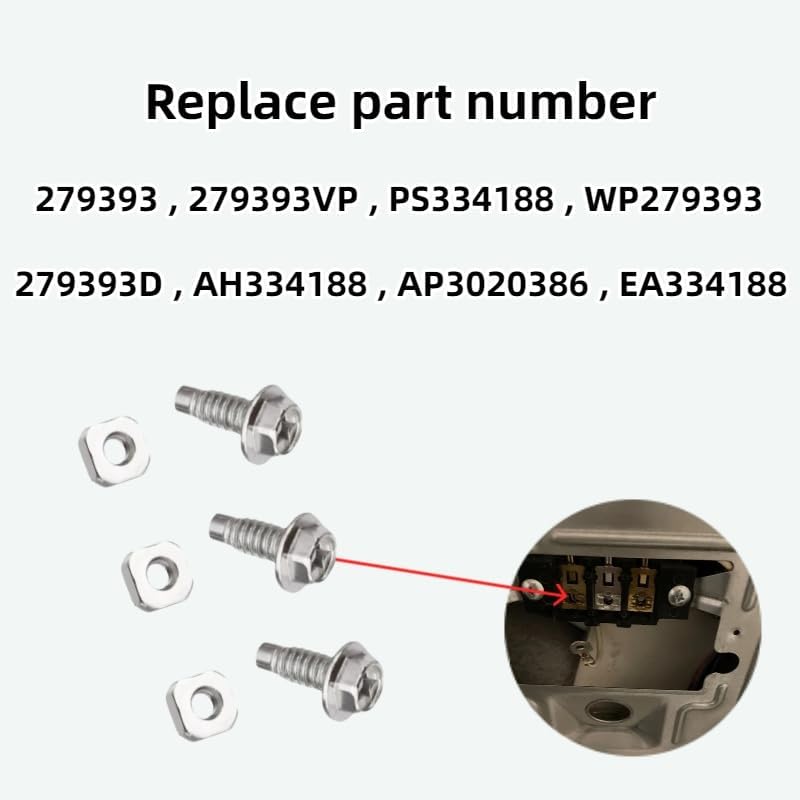 Detalle de Uiivup 279393 Dryer Terminal Block Screw Kit, 3-Pack with Nuts