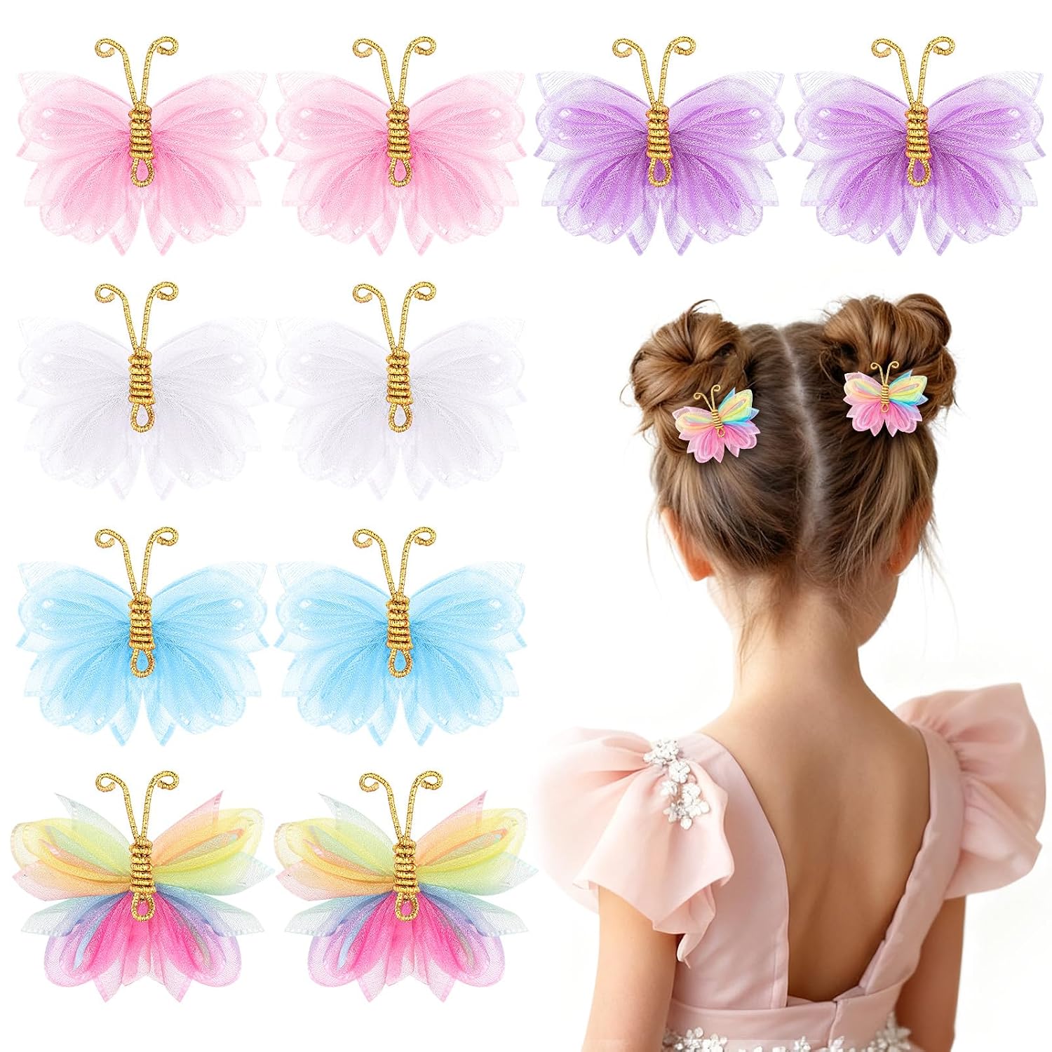 Detalle de Paderison Mini Butterfly Hair Clips, Purple Rhinestone Accents, 0.78-Inch