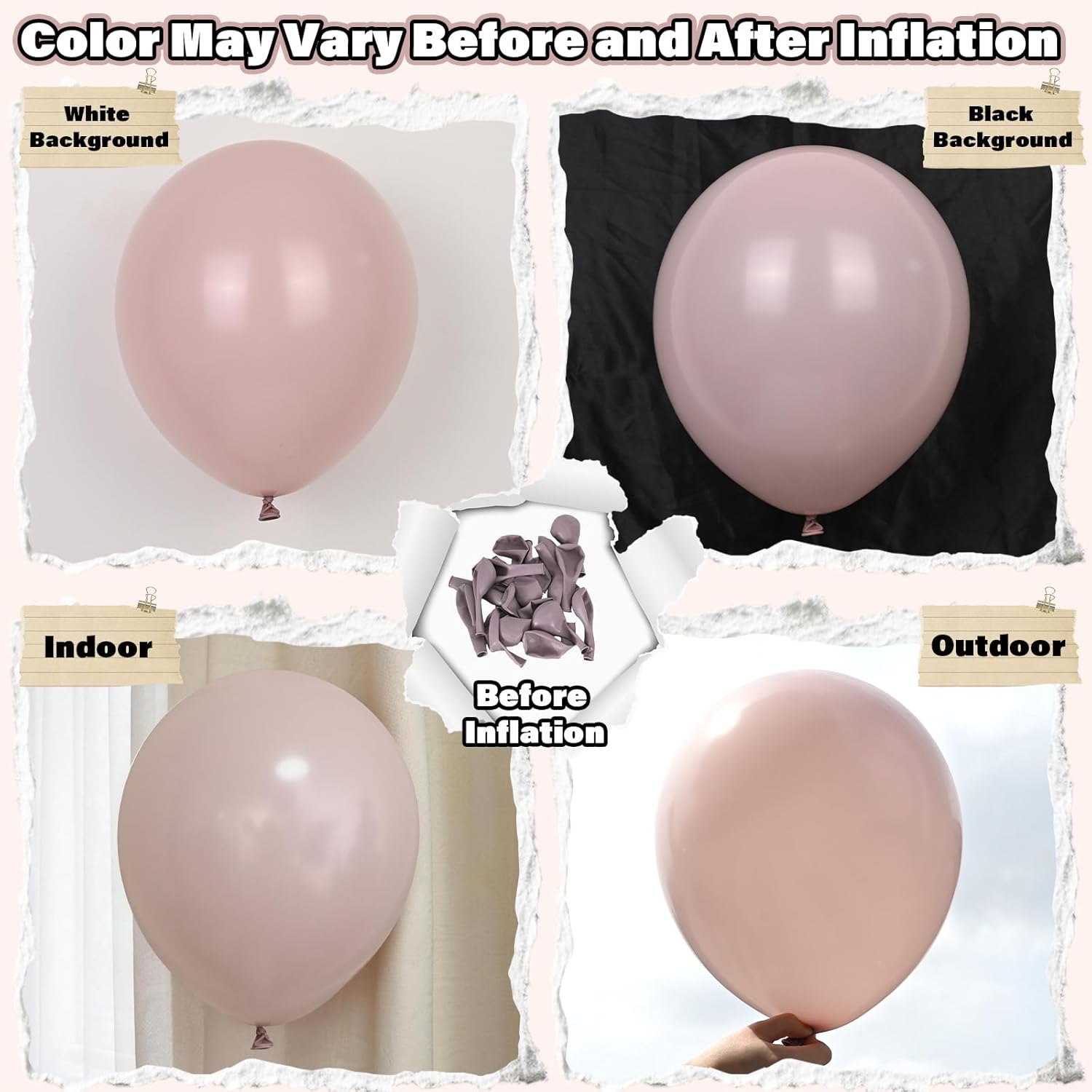 Thumbnail 4 de Dusty Pink Beige Balloons 60 Pcs Set – 12 Inch Pastel Champagne Gold Nude Cream Balloons for Weddings, Bridal Showers, and Baby Showers