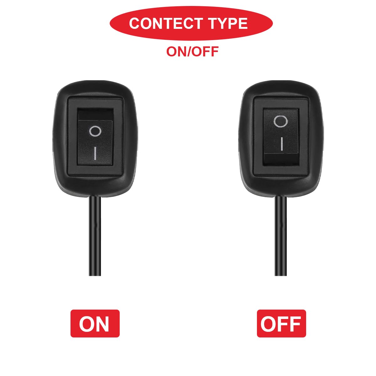 Thumbnail 4 de MKBKLLJY 3Pcs Black Paste Type Rocker Switch – 12V/24V/36V with 39.3in Cable