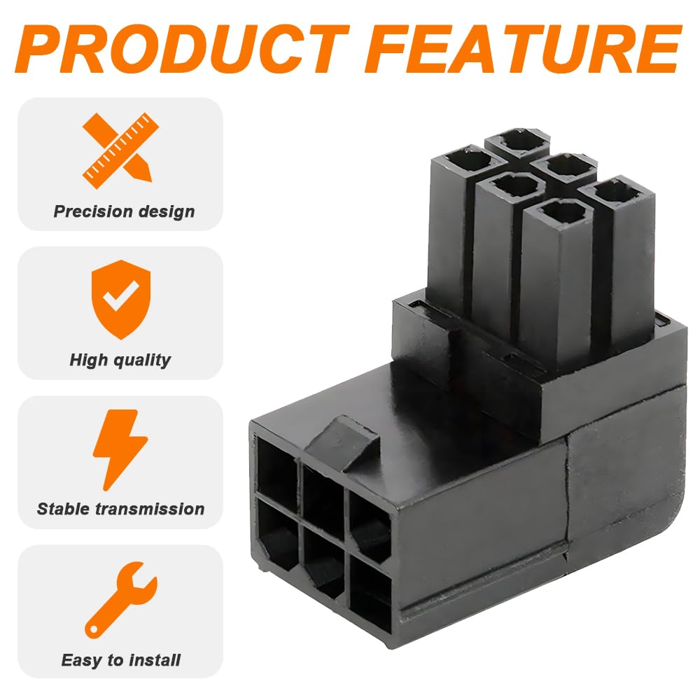 Detalle 2 de Xiatiaosann 6Pin ATX 90 Degree GPU Power Adapter (2 Pack, Up-Angle)
