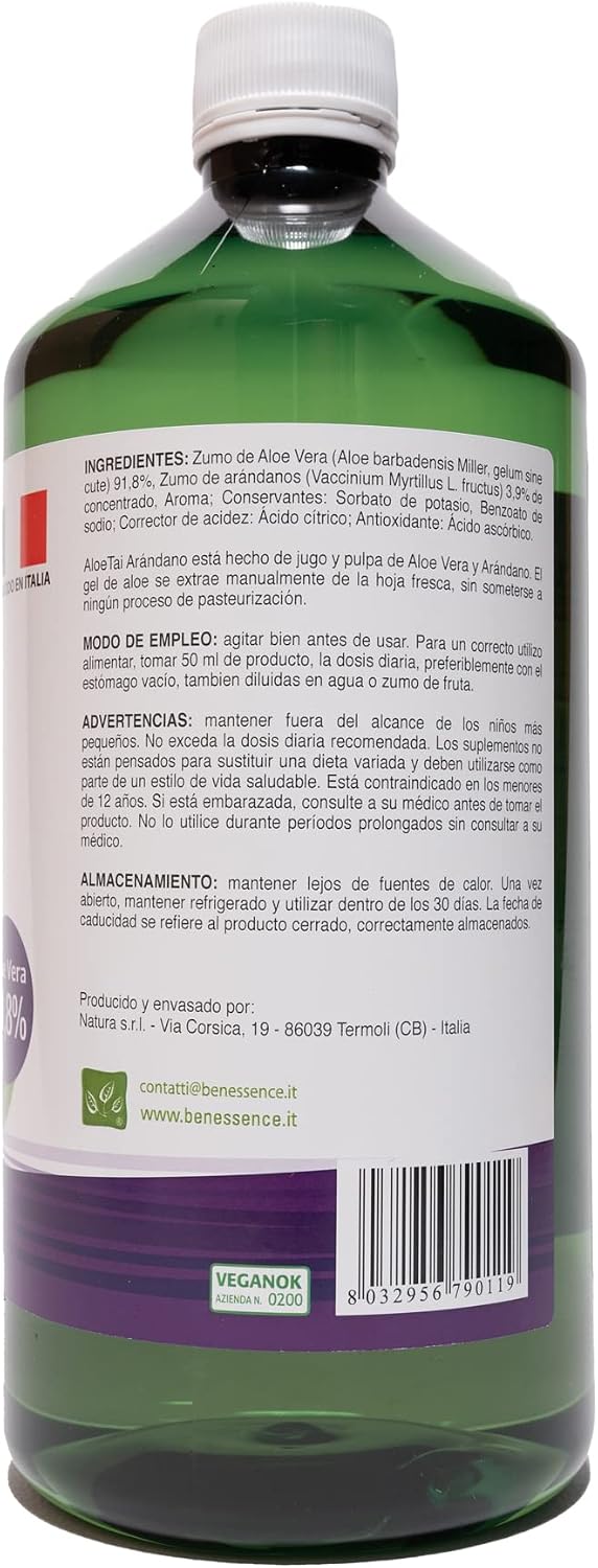 Detalle 2 de Benessence Jugo de Aloe Vera y Arándano 1L 🍹