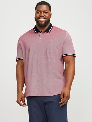 Detalle de Jack & Jones JJepaulos Polo Ss Noos Pls – Camiseta Polo Hombre, Rio Red, 5XL
