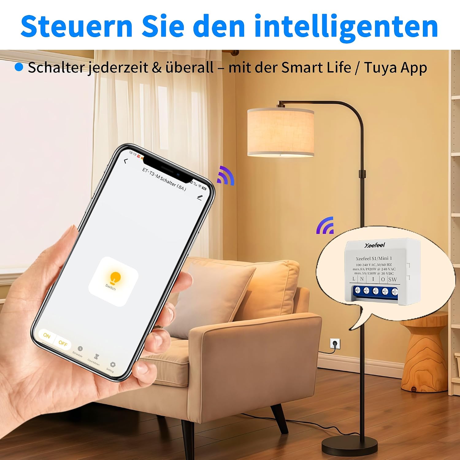 Thumbnail 5 de Xeefeel Mini 1 Smart Relais Schalter – 3er Set, WLAN & Bluetooth, 8A