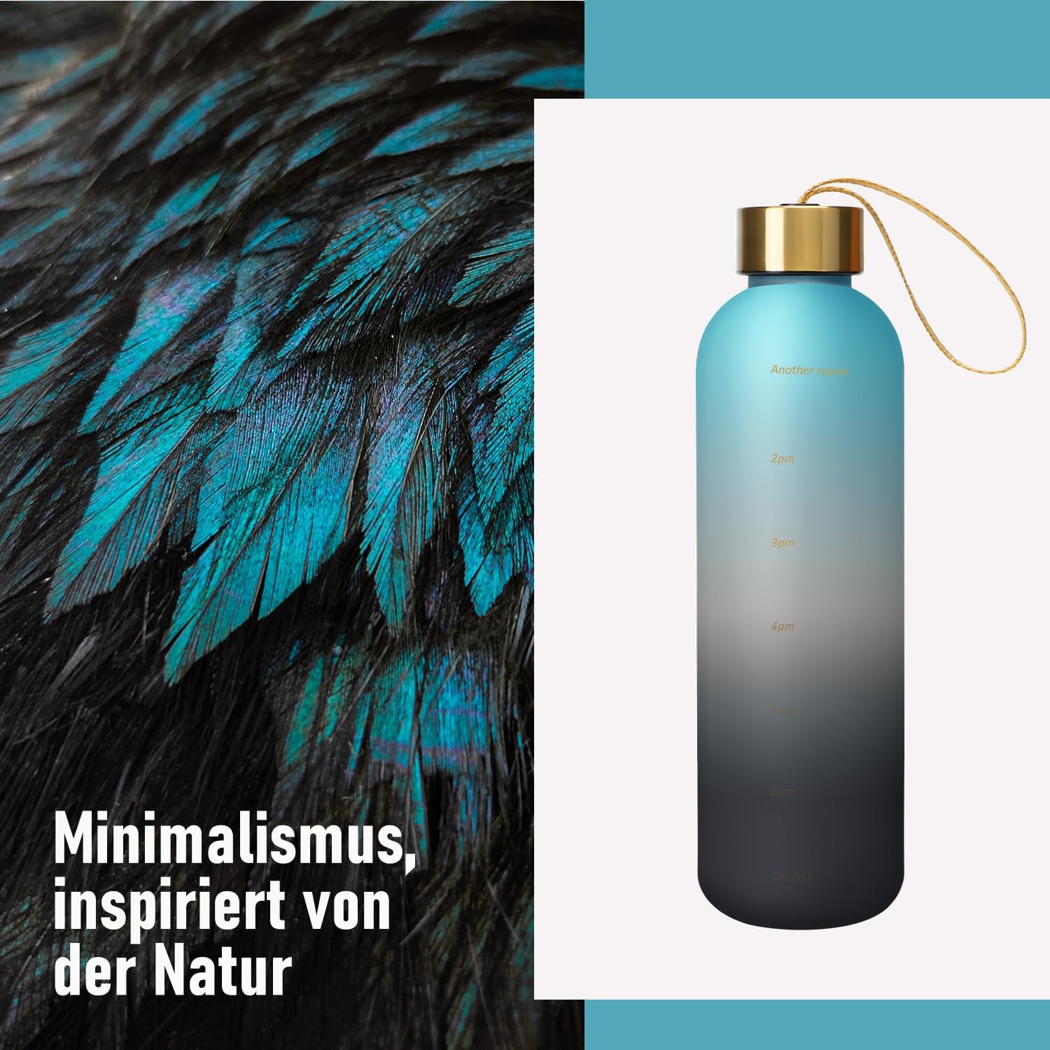 Thumbnail 5 de Opard Trinkflasche 1L/800ml (800ml) aus Tritan, auslaufsicher – mit Zeitmarkierung