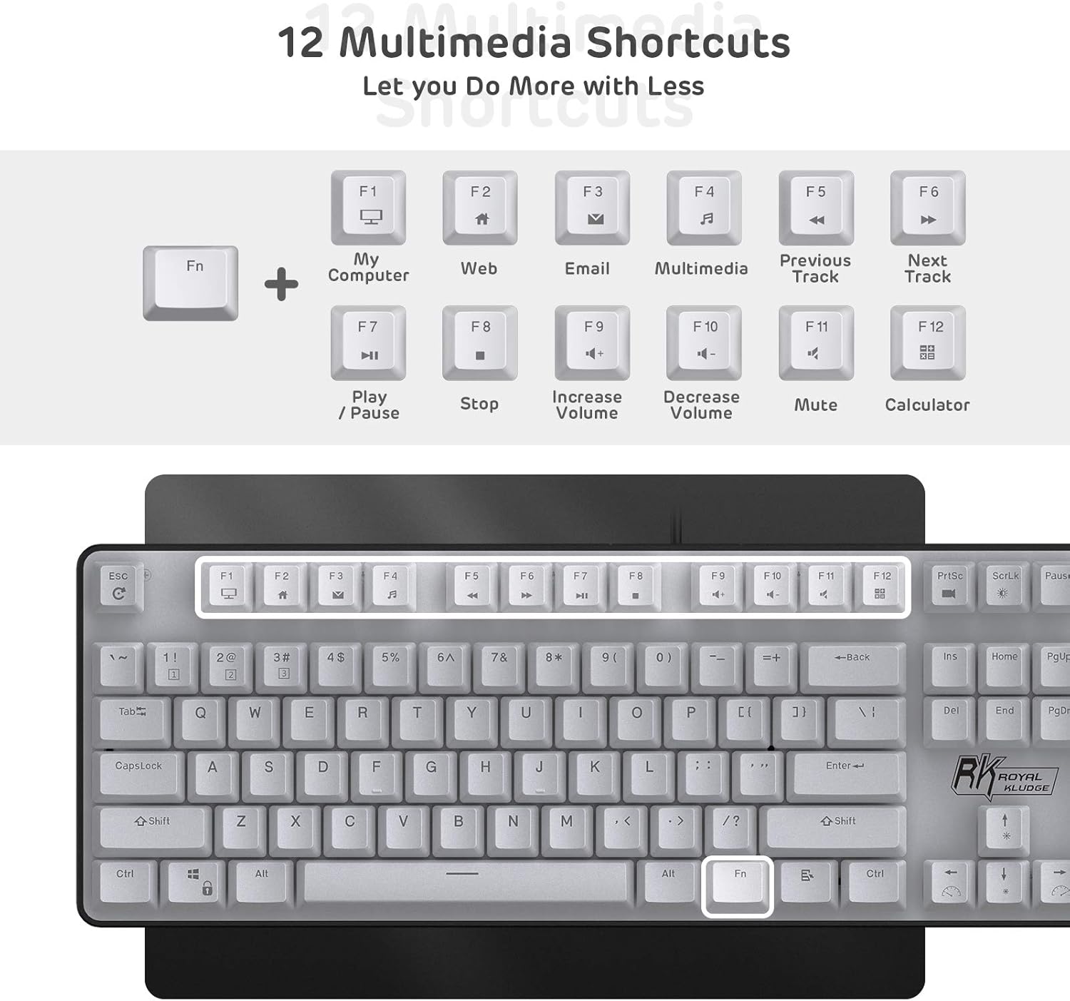 Thumbnail 4 de RK ROYAL KLUDGE RK920 : clavier mécanique rétroéclairé arc-en-ciel avec pavé numérique 104 touches