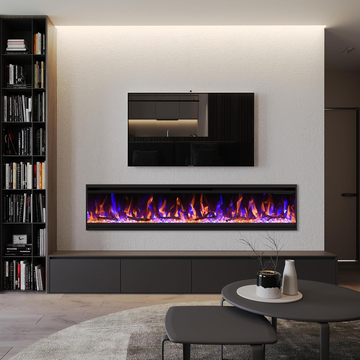 Detalle 2 de Feelcoo 60-Inch Electric Fireplace with 4.3-Inch Frame, Remote and Adjustable Flames