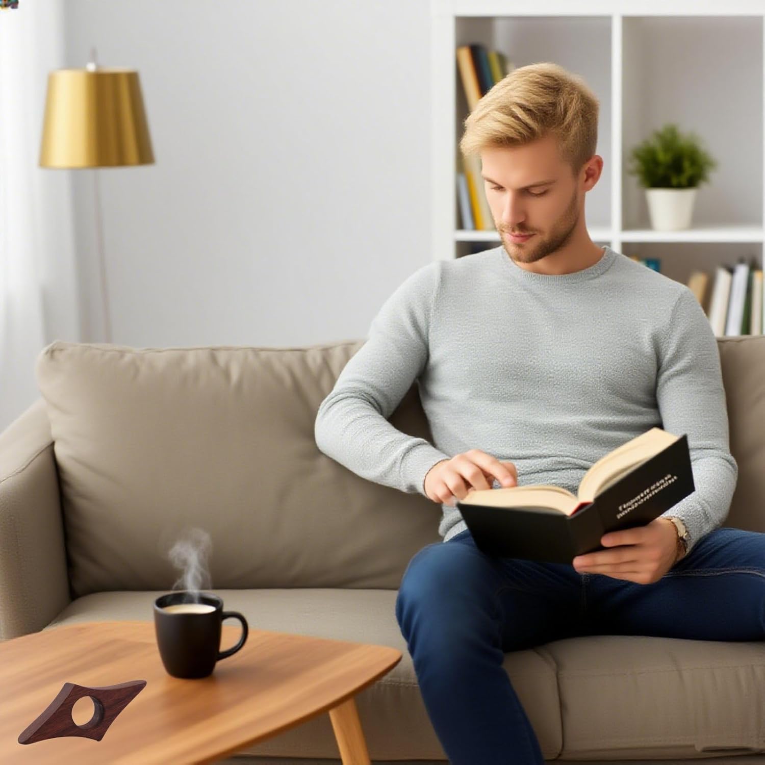 Thumbnail 5 de Handmade Walnut Page Holder Thumb Ring Book Holder – wooden hand grip for one-handed reading in bed