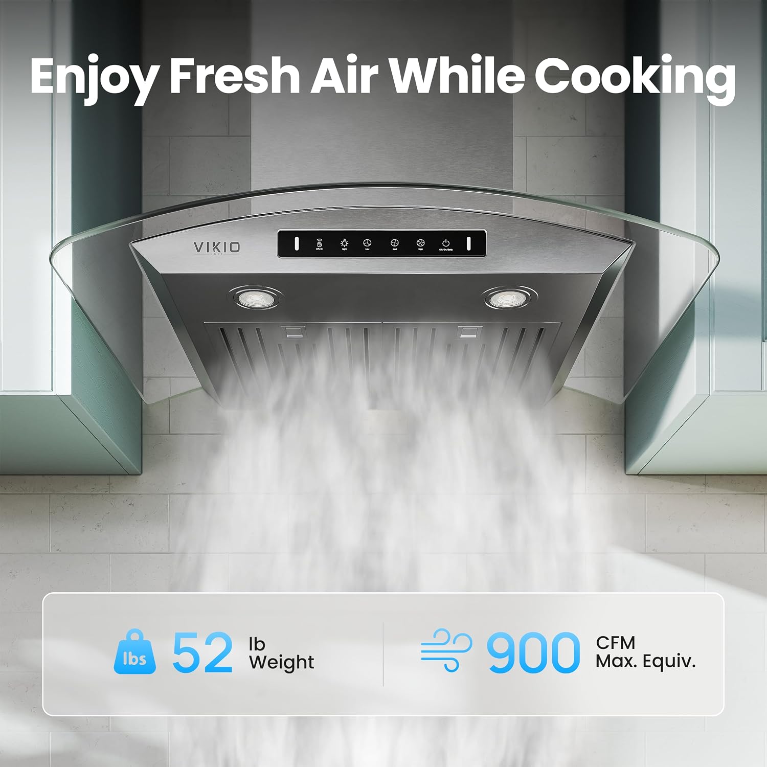 Detalle de VIKIO HOME VKH-RP36-30 30-Inch Wall-Mount Range Hood, 900 CFM
