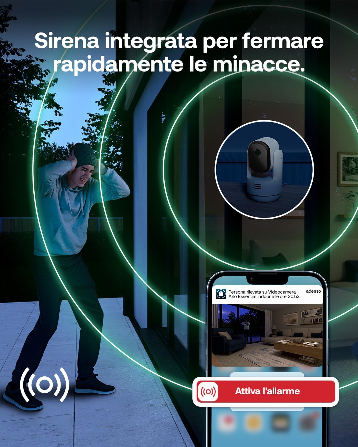 Thumbnail 4 de Arlo Essential 3 Indoor HD PTZ: videocamera WiFi interna con PTZ, visione notturna e audio bidirezionale