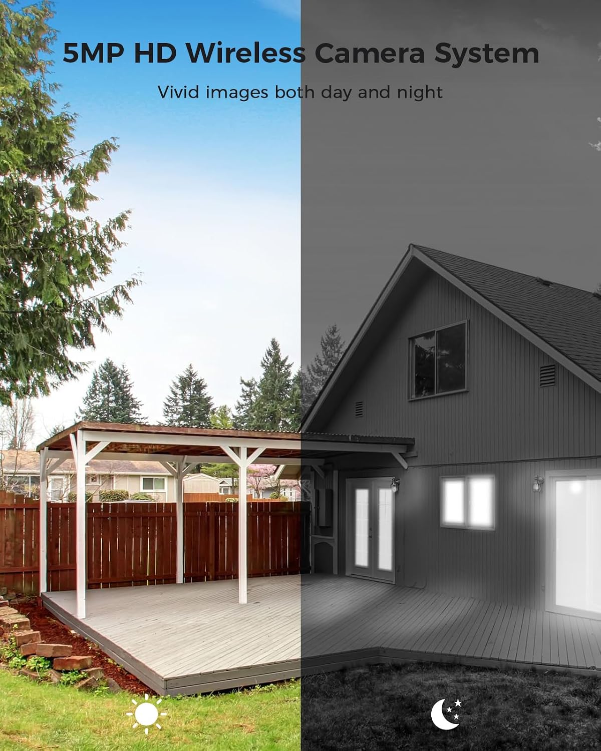 Thumbnail 5 de Hiseeu 8-Camera Wireless Security Camera System with 5MP HD, No Monthly Fees, 3TB HDD, IP66 Weatherproof