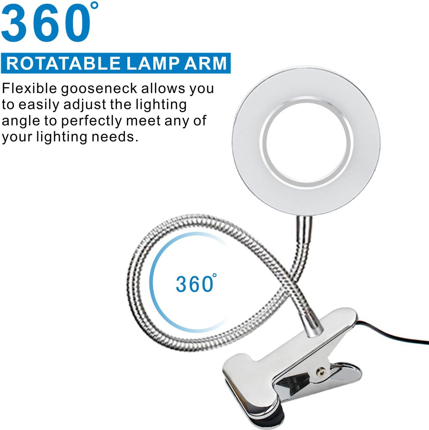 Detalle 2 de KNAMKY USB LED Desk Lamp Clip-On Reading Light