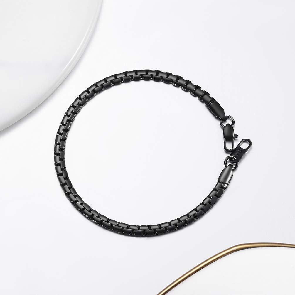 Thumbnail 3 de PROSTEEL Bracelet chaîne type vénitien en acier inoxydable (maillons plats 4 mm / 6 mm) — longueur 20 cm ou 22 cm