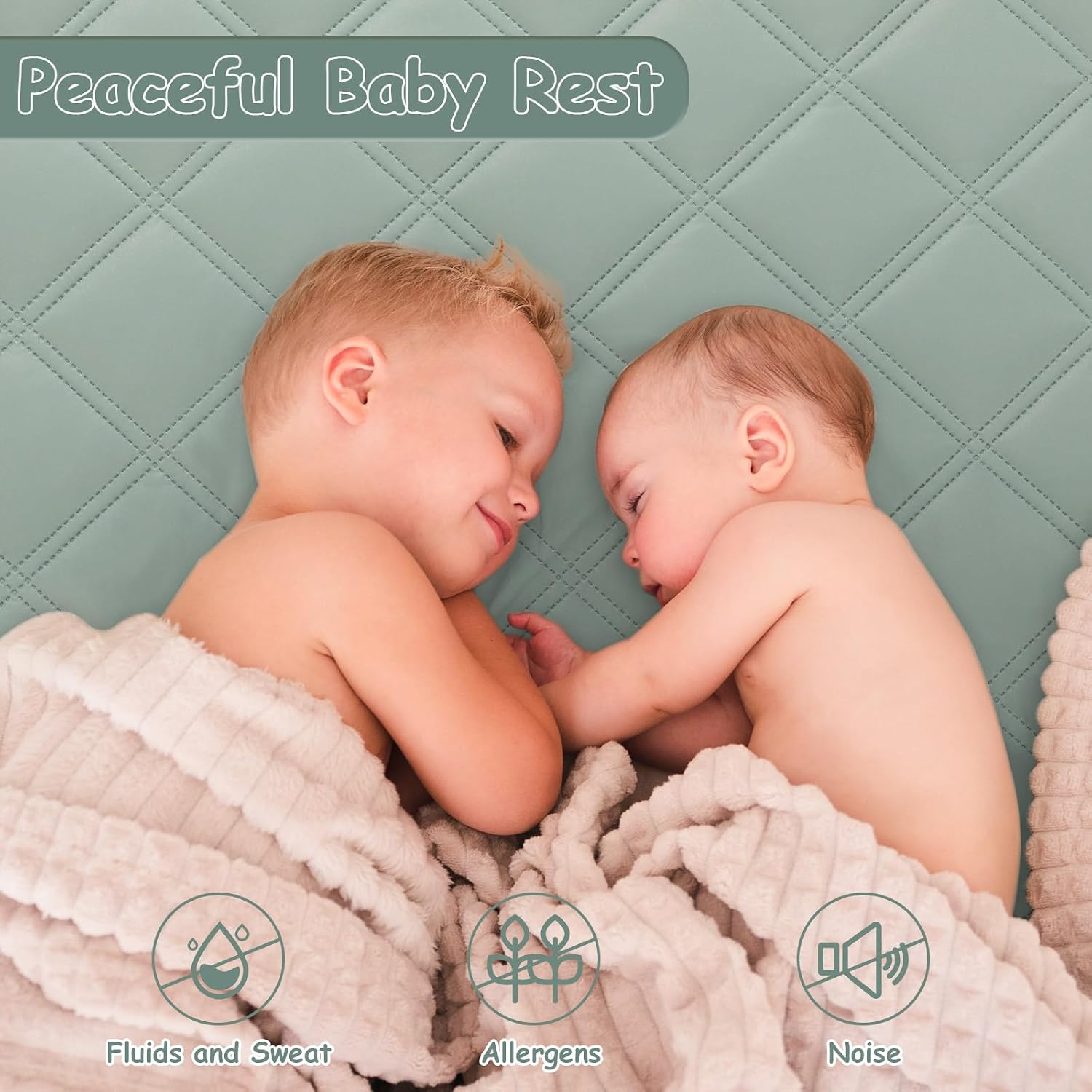 Detalle de Yoofoss Waterproof Crib Mattress Protector, Quilted 2-Pack, 52" x 28