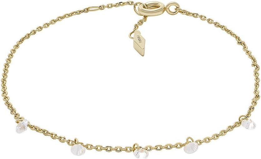 Detalle de Fossil Damenarmband Heritage Messing Kettenarmband – Goldfarben, 16,5 cm + 2,5 cm