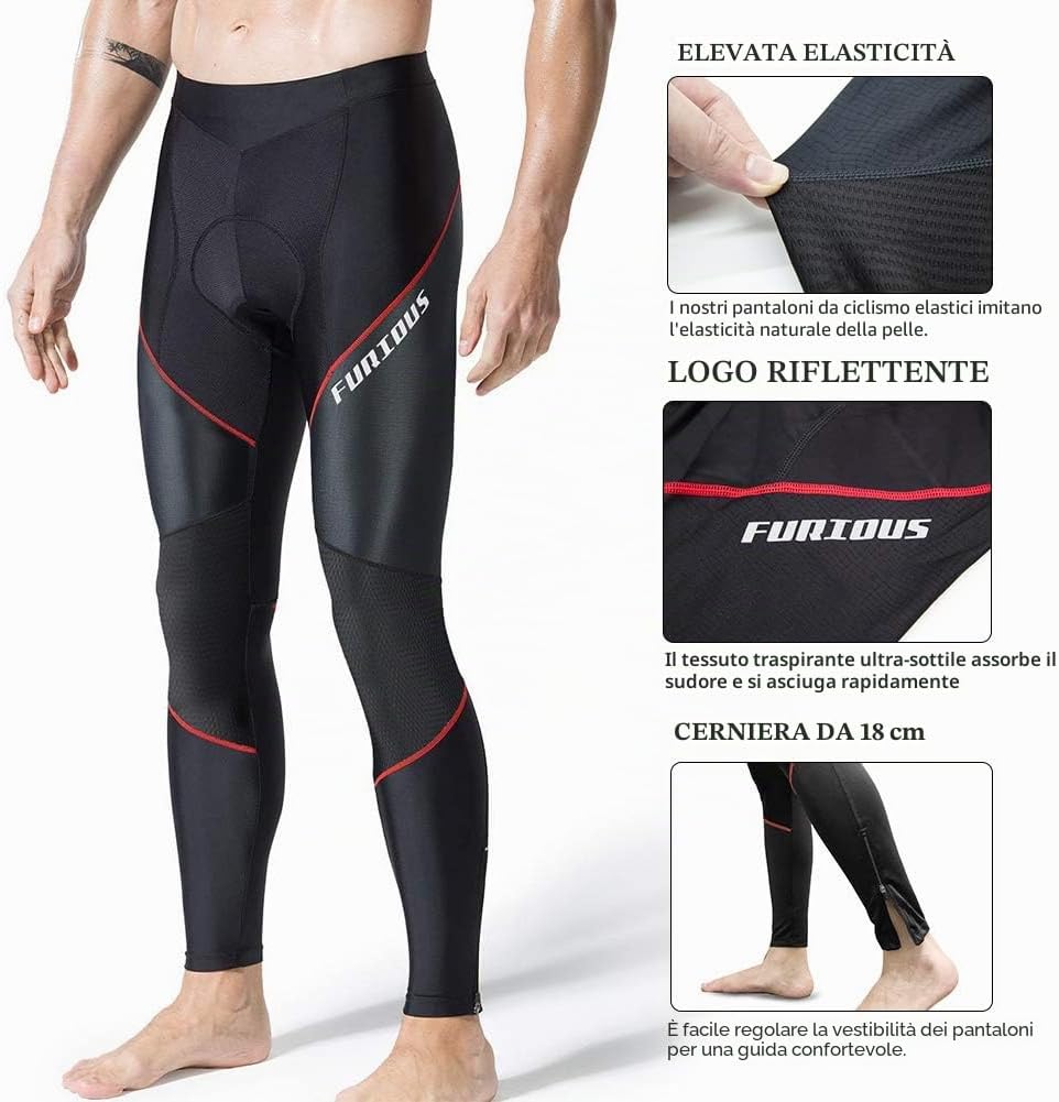 Detalle de MEETWEE Pantaloni da Ciclismo Uomo con Cushion 3D Gel – Lunghi, MTB, traspiranti