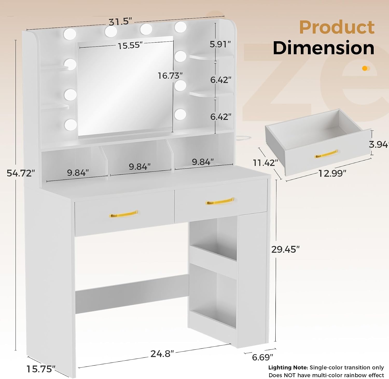 Detalle de LUCKRACER Vanity Desk