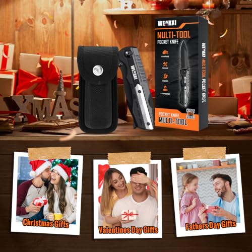 Detalle de WEARXI Cadeau Homme, 13 en 1 Couteau de Survie Pliant Multifonction
