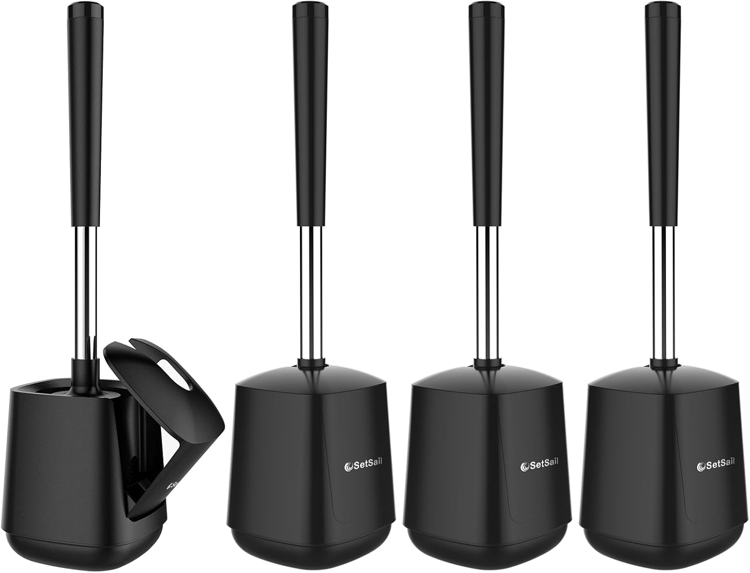 SetSail Toilet Brush 4-Pack with Auto-Close Lid