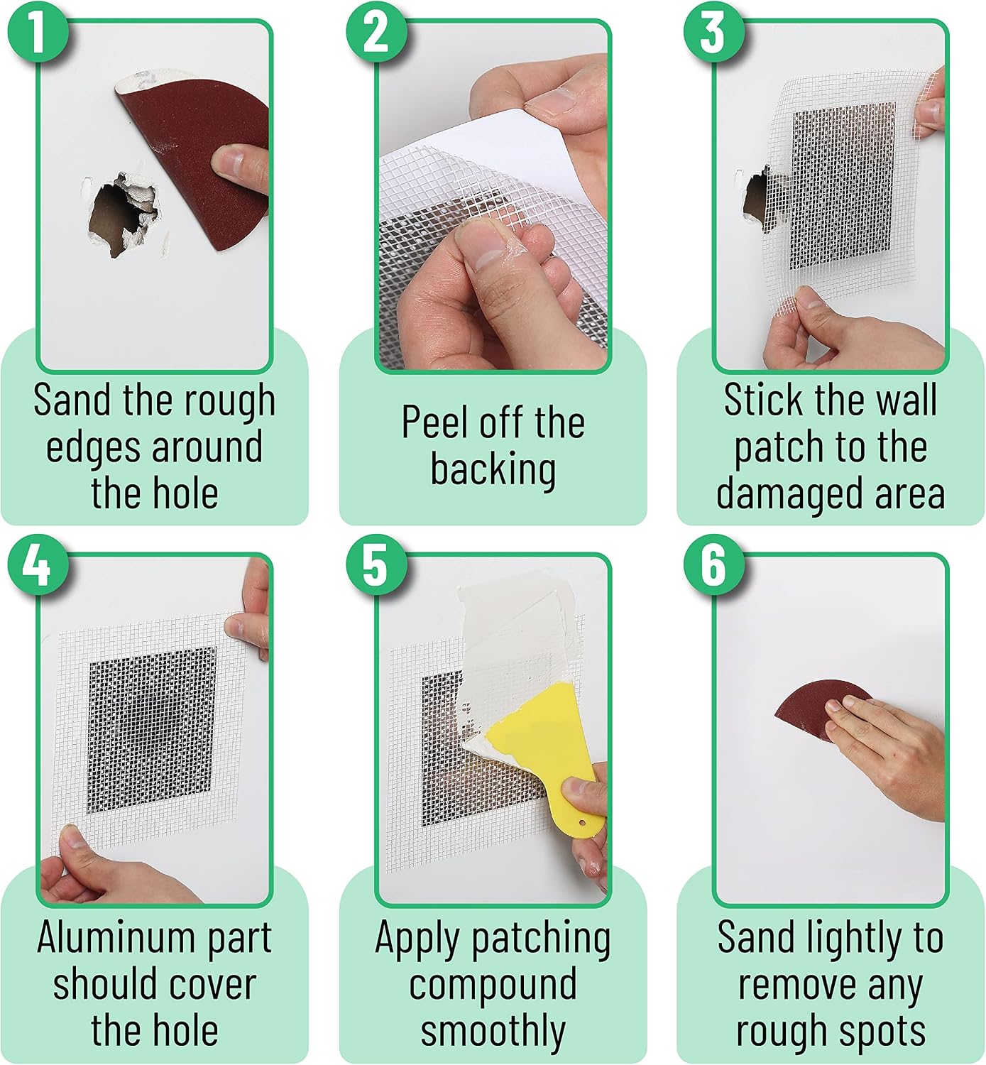Detalle de Bates Choice AWRP12B211 Drywall Repair Kit, Aluminum Patches in Three Sizes