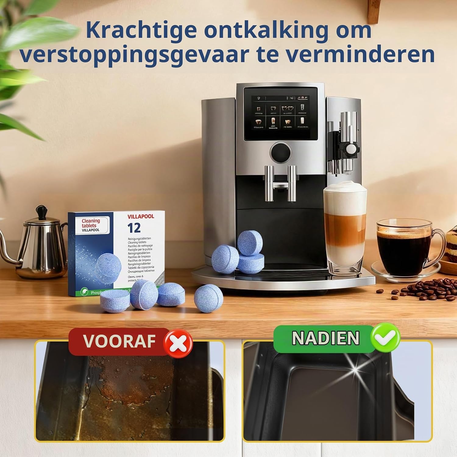 Detalle de VILLAPOOL CL-118 reinigingstabletten, 12 stuks met 3-fasenreiniging