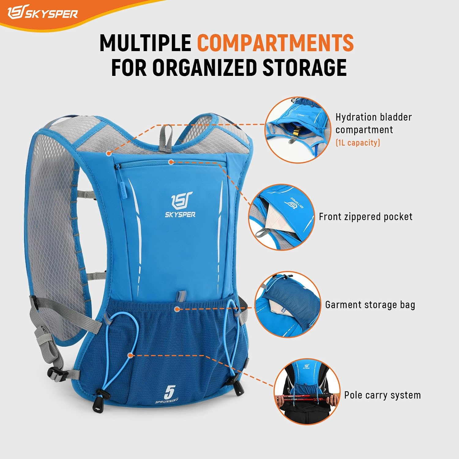 Detalle 2 de SKYSPER Gilet Hydratation Running 5L