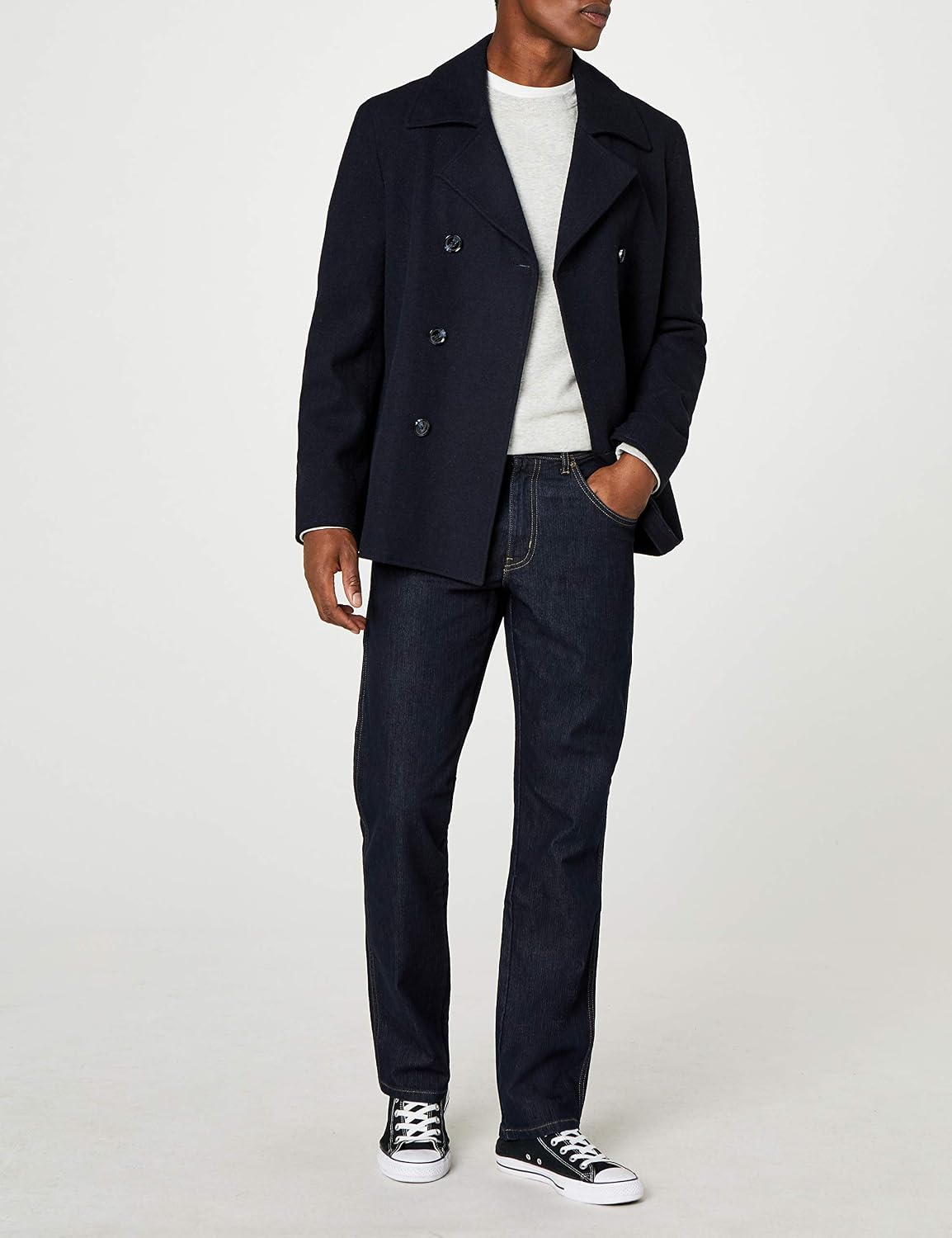 Detalle de Wrangler Durables Regular Fit – męskie jeansy stretch, stone washed, 5 kieszeni