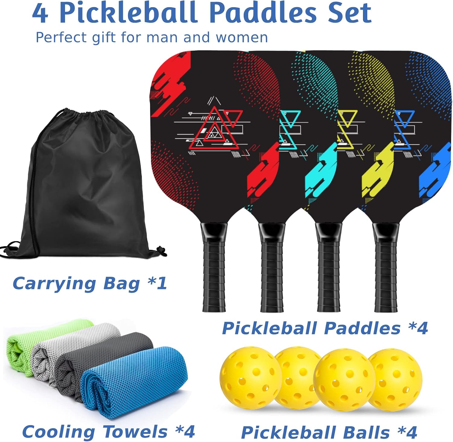 Thumbnail 5 de AOPOUL Pickleball Paddle Set of 4 with 9-Ply Wood Paddles and Comfort Grips