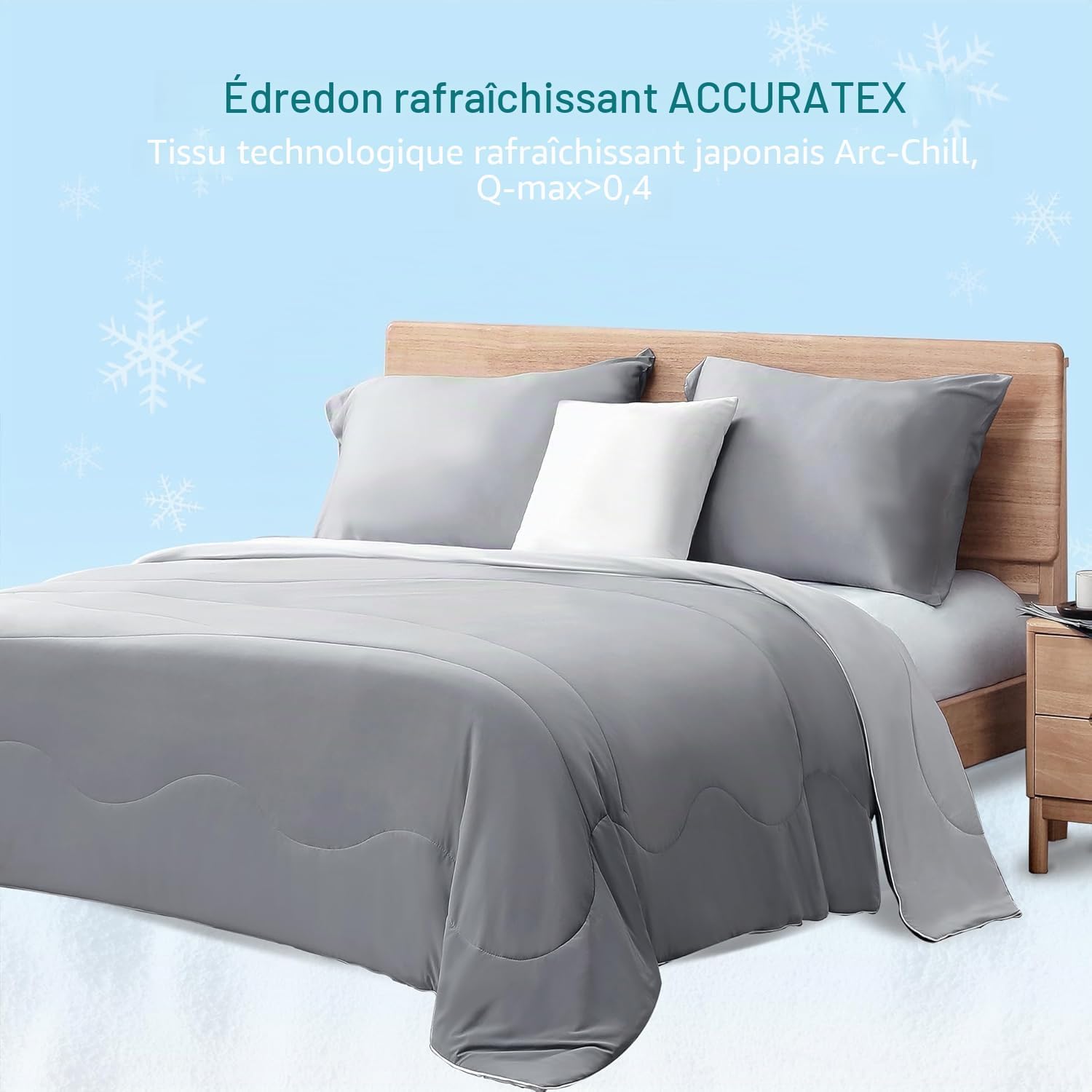 Detalle de AccuratEX Couverture rafraîchissante Arc-Chill 140x200 cm, tissu Ammoniak gris