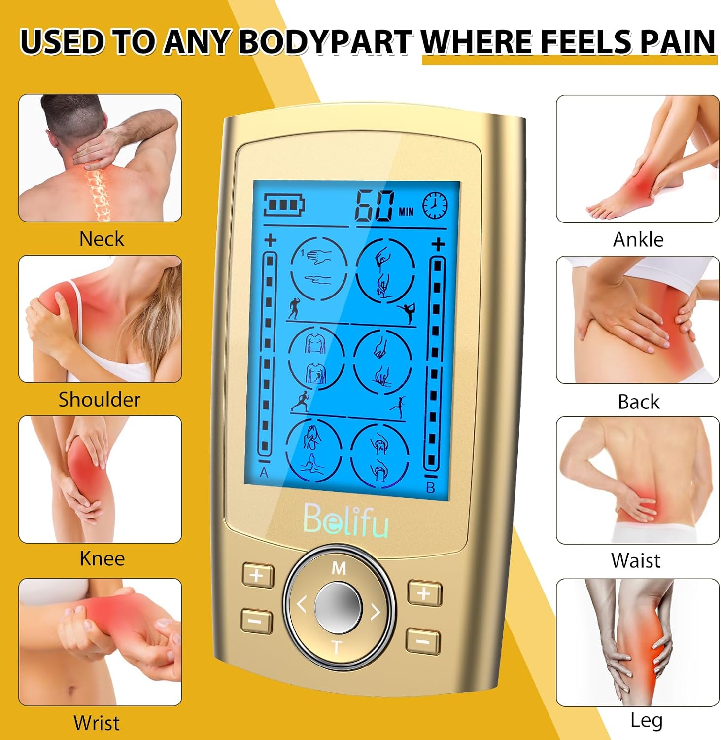 Thumbnail 1 de Belifu Dual Channel TENS EMS Unit: 24 Modes for At-Home Pain Relief