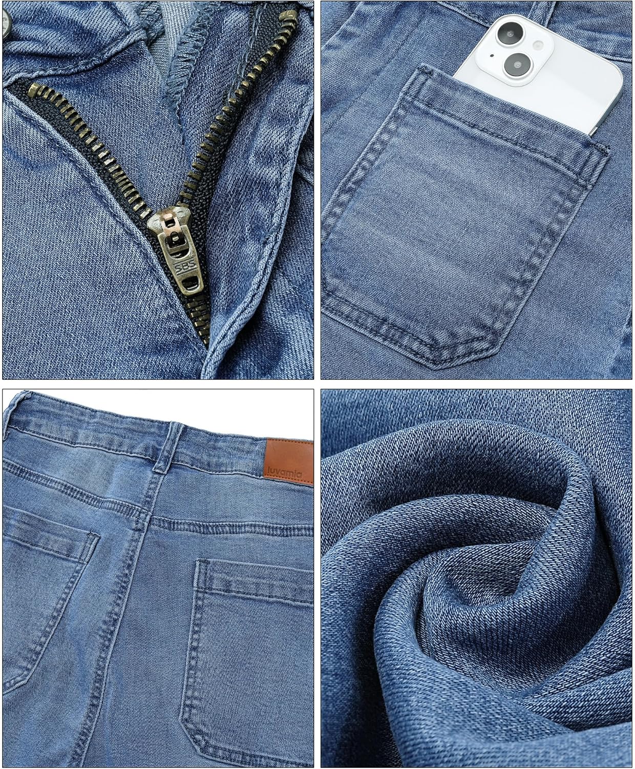 Thumbnail 3 de luvamia Wide Leg Jeans for Women: High Waisted, Cropped Flare with Patch Pockets