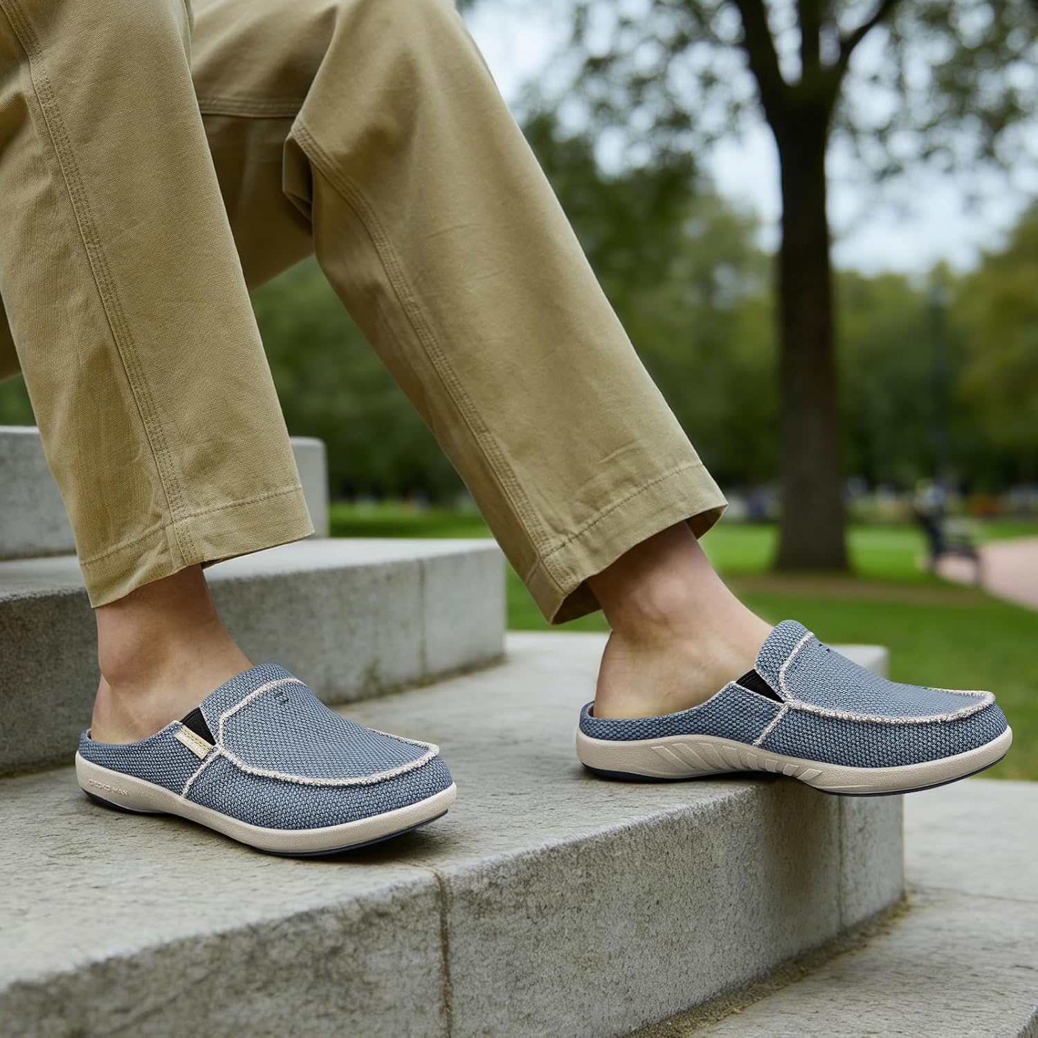 Thumbnail 1 de Men’s Arch Support Canvas Slippers with Velvet Lining & Anti-Skid Rubber Sole
