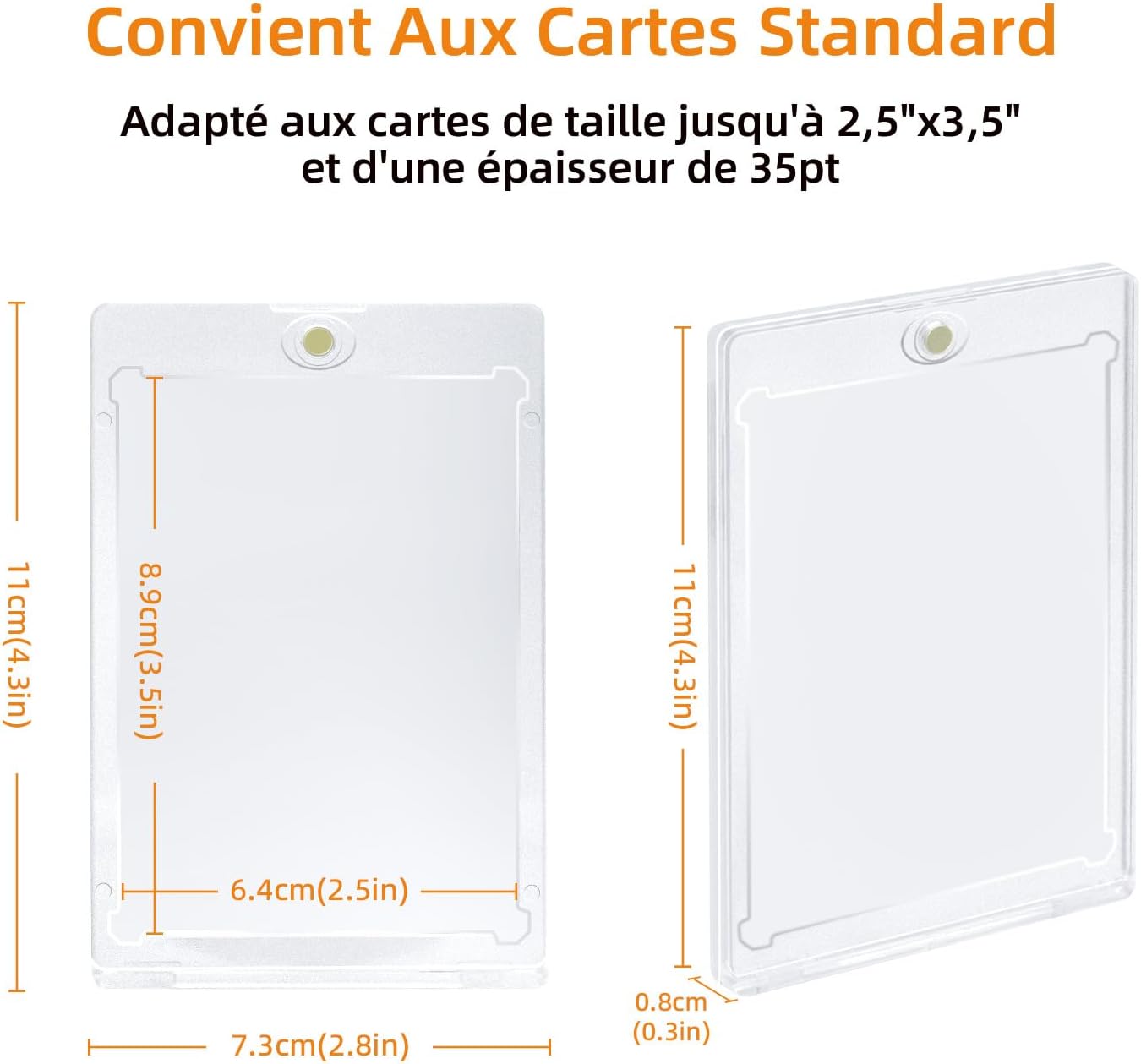 Detalle de Tolesum Lot de 10 protège-cartes magnétiques 35 PT transparents avec protection UV
