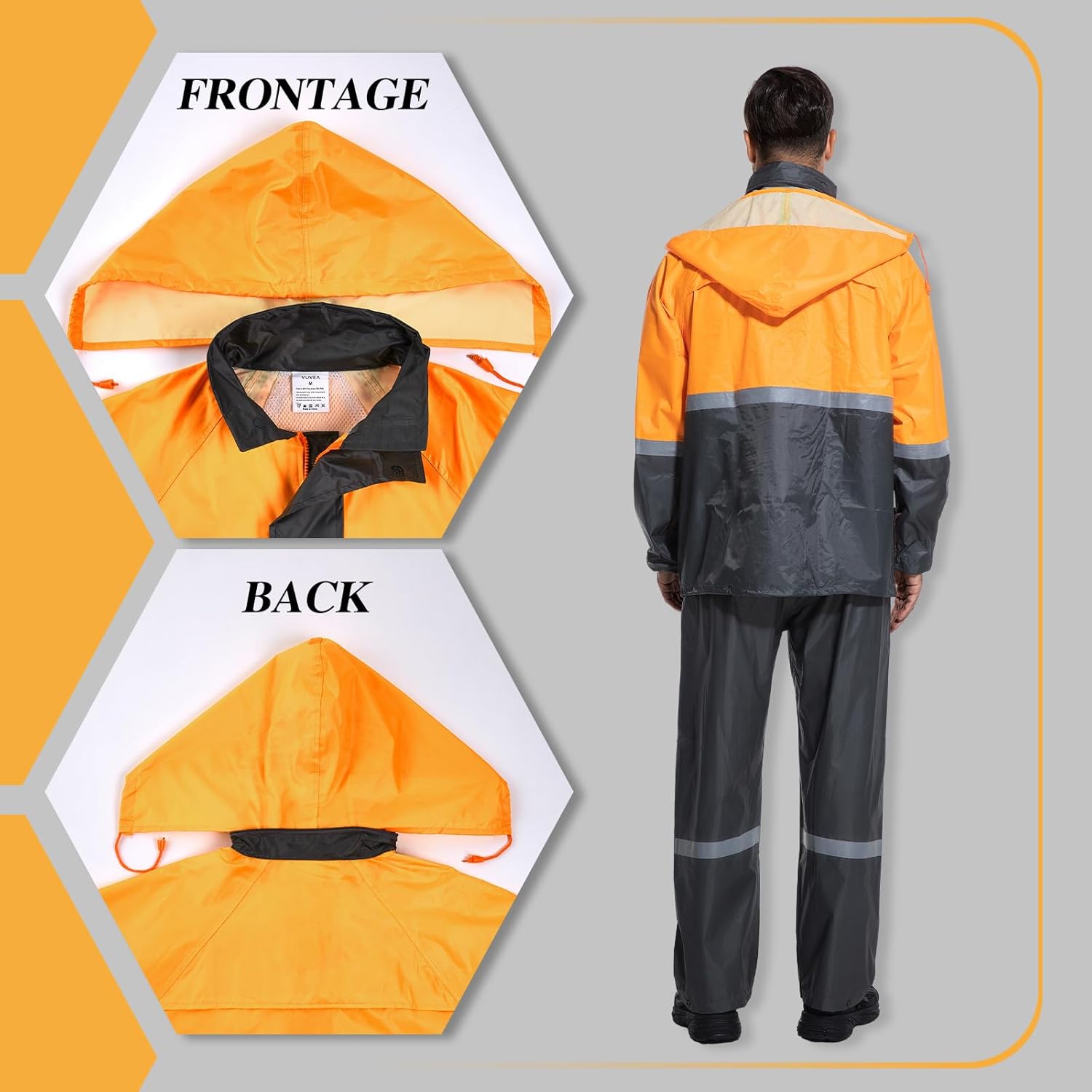 Thumbnail 4 de Crivce Men's Lightweight Waterproof Rain Suit: 2-Piece Jacket and Pants for Cycling, Hiking, Golf