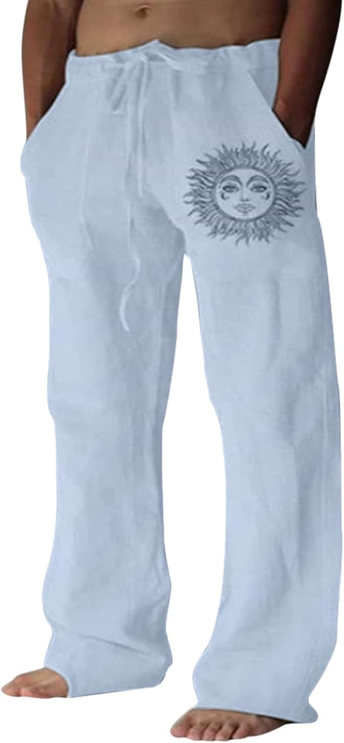 Detalle de Puimentiua Leinenhose Herren Loose Fit S-3XL