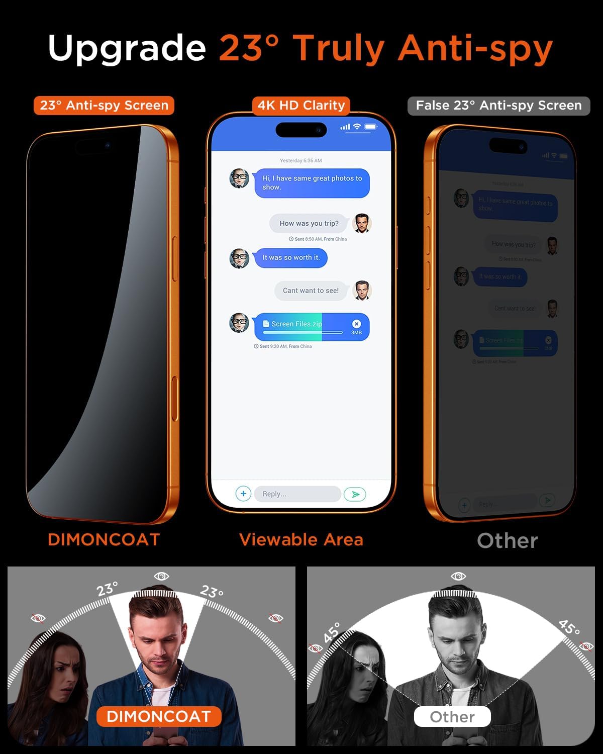 Detalle de DIMONCOAT Privacy Screen Protector for iPhone 17 Pro Max